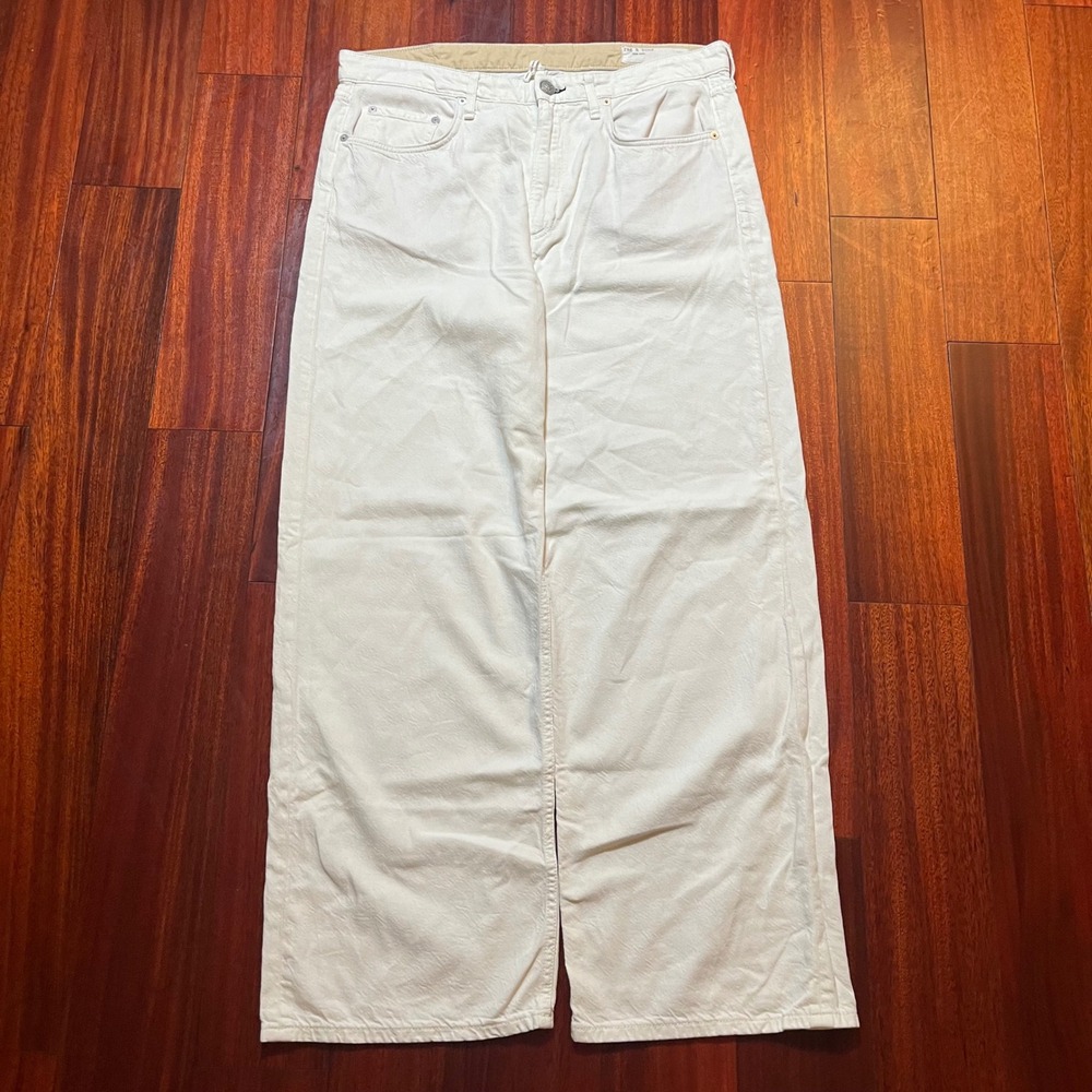 Rag & Bone Logan Jeans Womens 32 (36x30) Mid Rise Wide Leg Ecru WDD22H2935STEC